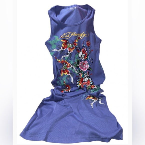 Ed Hardy Women's Blue Graphic Dress - Picture 5 of 5